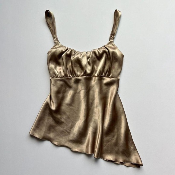 Self Esteem Tops - Y2K Self Esteem Asymmetrical Gold Babydoll Top